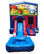 Ruff Ruff Tweet and Dave Mini Red & Blue Bounce House Combo w/ Single Lane Water Slide