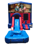 Sing Mini Red & Blue Bounce House Combo w/ Single Lane Water Slide