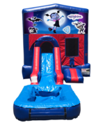 Vampirina Mini Red & Blue Bounce House Combo w/ Single Lane Water Slide