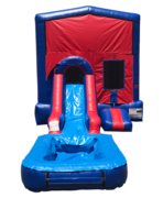 LOL Mini Red & Blue Bounce House Combo w/ Single Lane Water Slide