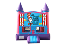 Cat in the Hat Pink and Purple Castle Moonwalk w/ basketball goal 