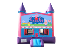 Peppa Pig Pink and Purple Castle Moonwalk w/ basketball goal 