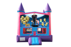 Despicable Me Pink and Purple Castle Moonwalk w/basketball goal