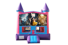 Beauty and the Beast Pink and Purple Castle Moonwalk w/ basketball goal 