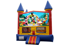 Mickey Mouse Clubhouse Red, Yellow, Blue Castle Moonwalk w/basketball goal