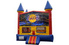 Los Angeles Lakers Red, Yellow, Blue Castle Moonwalk w/basketball goal