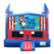 Cat in the Hat Red and Blue Castle Moonwalk w/basketball goal