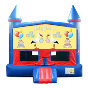 Baby Shower Red and Blue Castle Moonwalk w/basketball goal