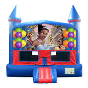 Princess and the Frog Red and Blue Castle Moonwalk w/basketball goal