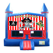 Pirates Red and Blue Castle Moonwalk w/basketball goal