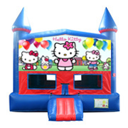 Hello Kitty Red and Blue Castle Moonwalk w/basketball goal