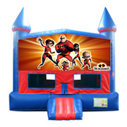 Incredibles Red and Blue Castle Moonwalk w/basketball goal
