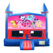 My Little Pony Red and Blue Castle Moonwalk w/basketball goal