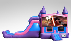 Star Wars Pink and Purple Bounce House Combo w/Single Lane Dry Slide