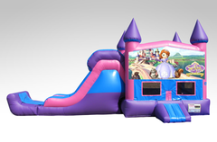 Sofia the First Pink and Purple Bounce House Combo w/Single Lane Dry Slide