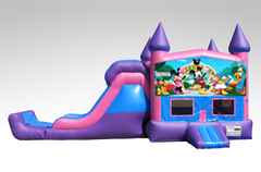 Mickey Mouse Clubhouse Pink and Purple Bounce House Combo w/Single Lane Dry Slide