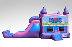 Peppa Pig Pink and Purple Bounce House Combo w/Single Lane Dry Slide