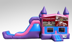 Mississippi State Pink and Purple Bounce House Combo w/Single Lane Dry Slide