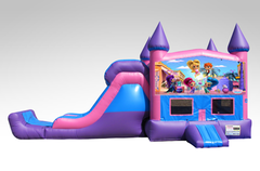 Shimmer and Shine Pink and Purple Bounce House Combo w/Single Lane Dry Slide