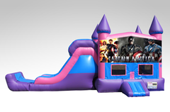 Captain America Pink and Purple Bounce House Combo w/Single Lane Dry Slide