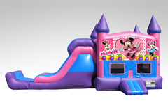 Minnie Mouse Pink and Purple Bounce House Combo w/Single Lane Dry Slide
