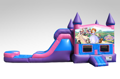 Sofia the First Pink and Purple Bounce House Combo w/Single Lane Water Slide