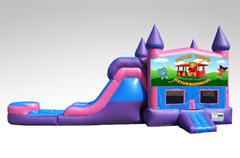 Daniel Tiger Pink and Purple Bounce House Combo w/Single Lane Water Slide