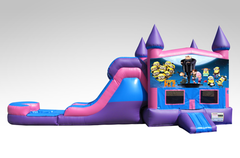 Despicable Me Pink and Purple Bounce House Combo w/Single Lane Water Slide