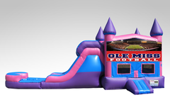 Ole Miss Pink and Purple Bounce House Combo w/Single Lane Water Slide