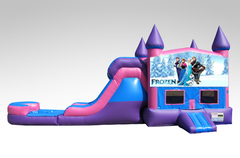 Disney Frozen Pink and Purple Bounce House Combo w/Single Lane Water Slide