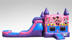 Minnie Mouse Pink and Purple Bounce House Combo w/Single Lane Water Slide