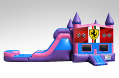 Ferrari Pink and Purple Bounce House Combo w/Single Lane Water Slide