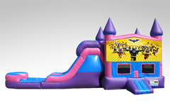 Lego Batman Pink and Purple Bounce House Combo w/Single Lane Water Slide