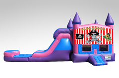 Pirates Pink and Purple Bounce House Combo w/Single Lane Water Slide