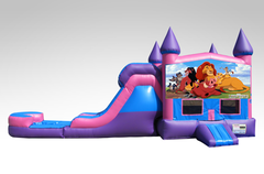 Lion King Pink and Purple Bounce House Combo w/Single Lane Water Slide