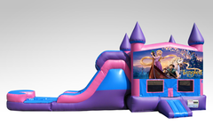 Tangled Pink and Purple Bounce House Combo w/Single Lane Water Slide