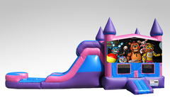 Five Nights at Freddy's Pink and Purple Bounce House Combo w/Single Lane Water Slide