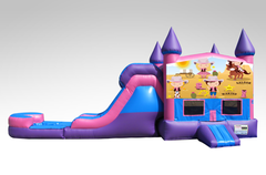 Cowgirls Pink and Purple Bounce House Combo w/Single Lane Water Slide