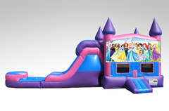 Disney Princess Pink and Purple Bounce House Combo w/Single Lane Water Slide