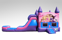 Barbie Pink and Purple Bounce House Combo w/Single Lane Water Slide