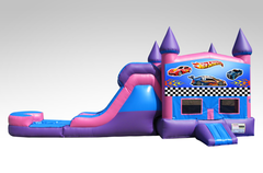 Hot Wheels Pink and Purple Bounce House Combo w/Single Lane Water Slide