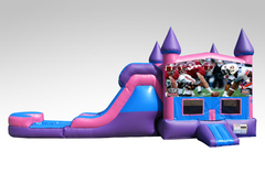 Alabama v. Auburn Pink and Purple Bounce House Combo w/Single Lane Water Slide