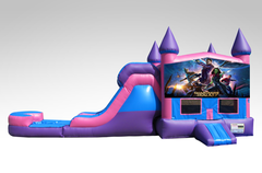 Guardians of the Galaxy Pink and Purple Bounce House Combo w/Single Lane Water Slide