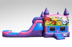 Ruff Ruff Tweet and Dave Pink and Purple Bounce House Combo w/Single Lane Water Slide