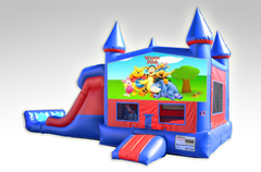 Winnie the Pooh Red and Blue Bounce House Combo w/Dual Lane Dry Slide