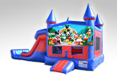 Mickey Mouse Club House Red and Blue Bounce House Combo w/Dual Lane Dry Slide