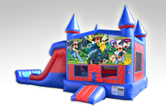 Pokemon Red and Blue Bounce House Combo w/Dual Lane Dry Slide