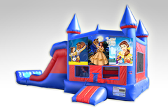 Beauty and the Beast Original Red and Blue Bounce House Combo w/Dual Lane Dry Slide