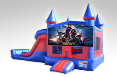 Guardians of the Galaxy Red and Blue Bounce House Combo w/Dual Lane Dry Slide