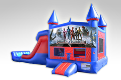Power Rangers New Red and Blue Bounce House Combo w/Dual Lane Dry Slide